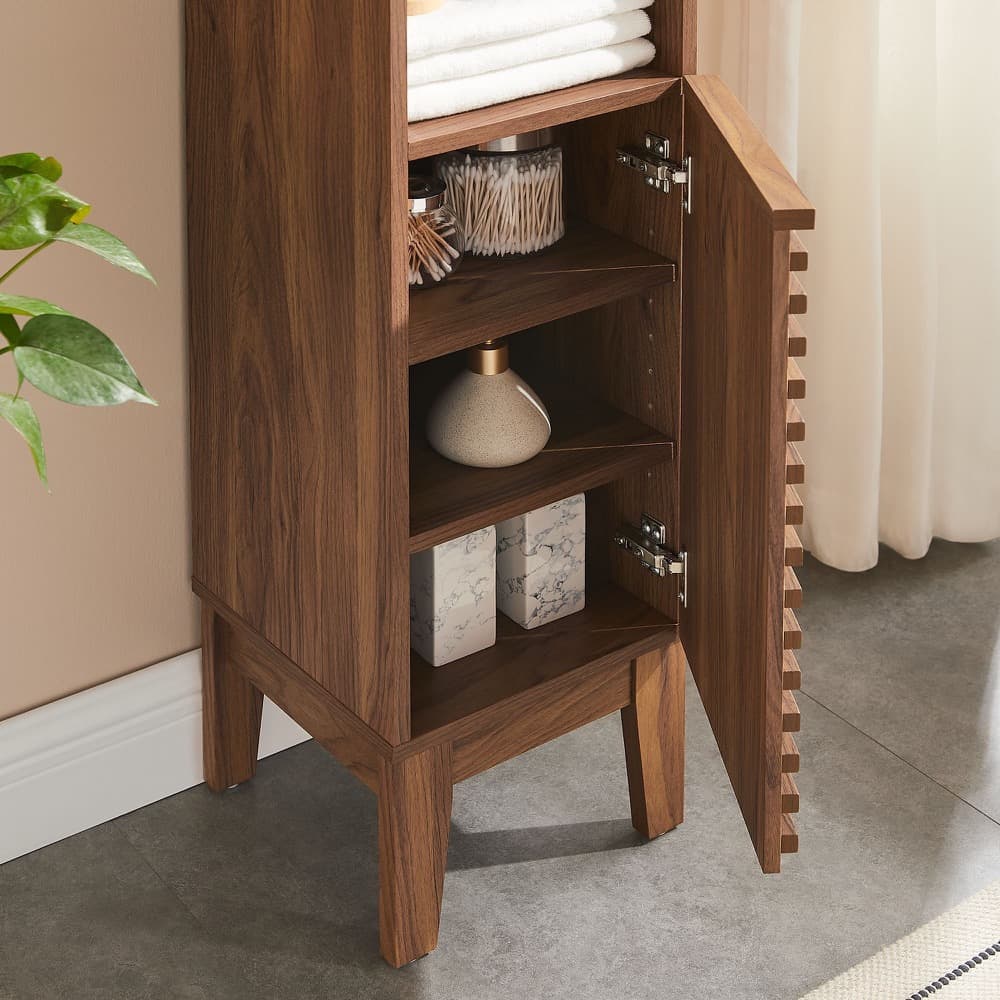 Render Tall Narrow Bathroom Storage Cabinet in Walnut by Modway - Image 10