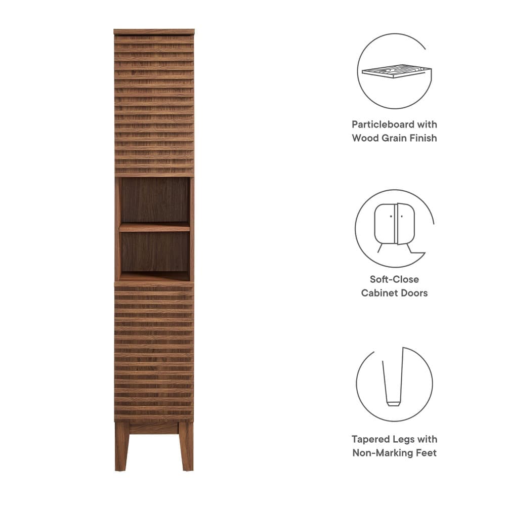 Render Tall Narrow Bathroom Storage Cabinet in Walnut by Modway - Image 2