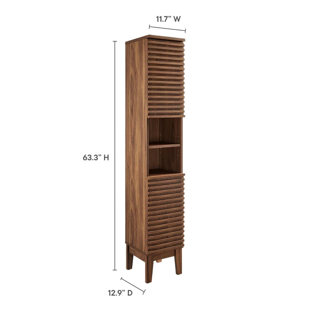 Render Tall Narrow Bathroom Storage Cabinet in Walnut by Modway - Image 3
