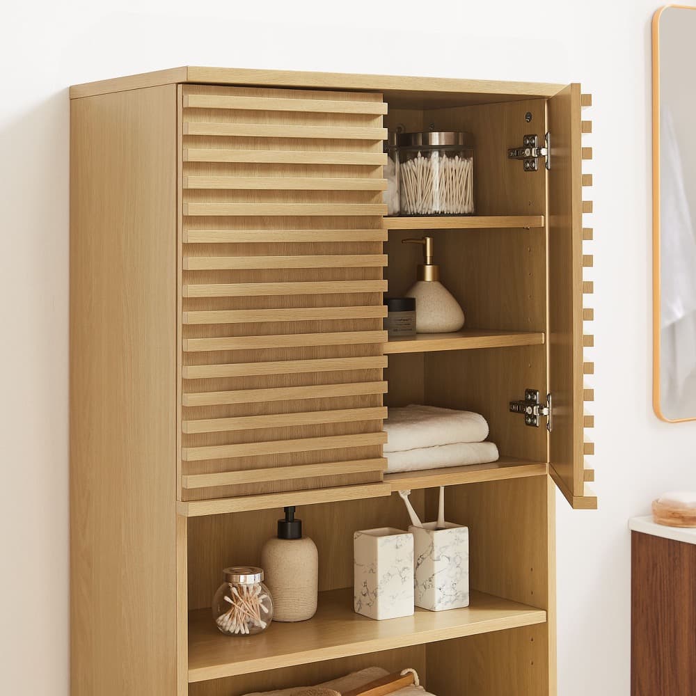 Render Tall Bathroom Storage Cabinet in Oak by Modway - Image 10