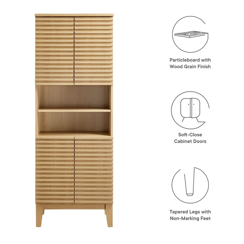 Render Tall Bathroom Storage Cabinet in Oak by Modway - Image 2