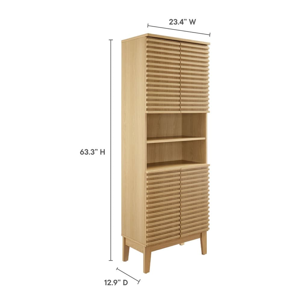 Render Tall Bathroom Storage Cabinet in Oak by Modway - Image 3