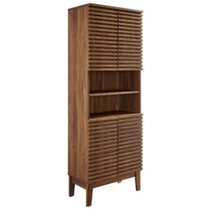 Render Tall Bathroom Storage Cabinet in Walnut by Modway