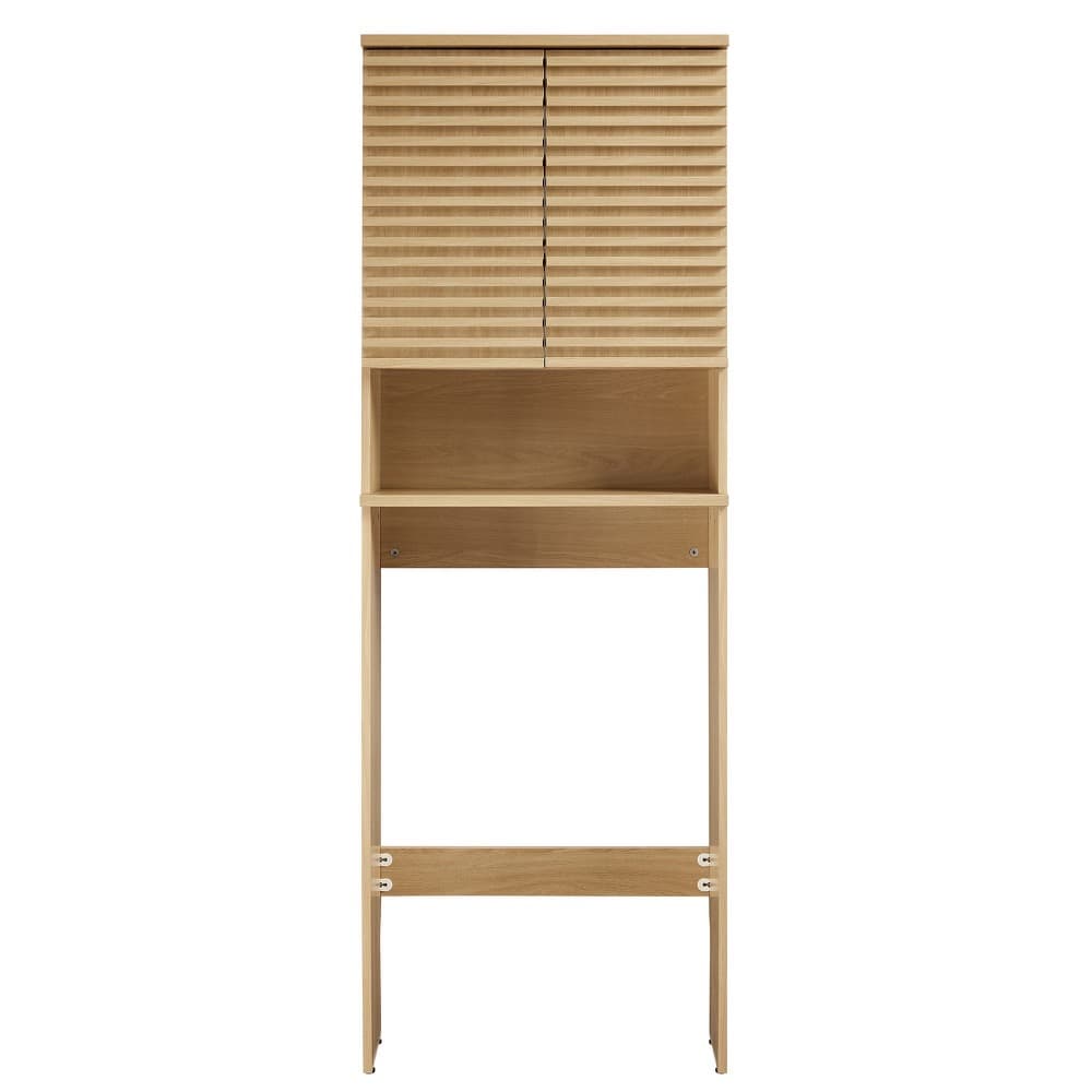 Render Over the Toilet Bathroom Storage Cabinet in Oak by Modway - Image 5