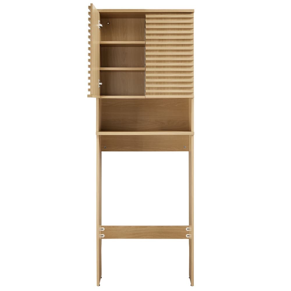 Render Over the Toilet Bathroom Storage Cabinet in Oak by Modway - Image 6