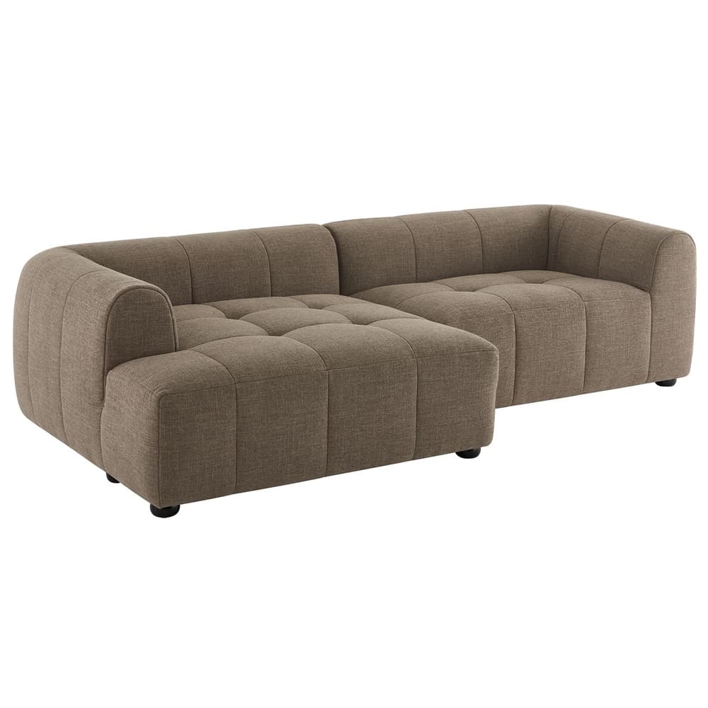 Liana Left-Facing Upholstered Fabric Modular Sofa with Chaise in Mocha by Modway