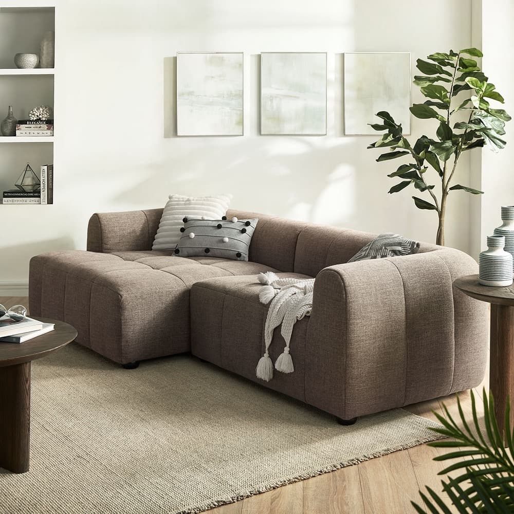 Liana Left-Facing Upholstered Fabric Modular Sofa with Chaise in Mocha by Modway - Image 7