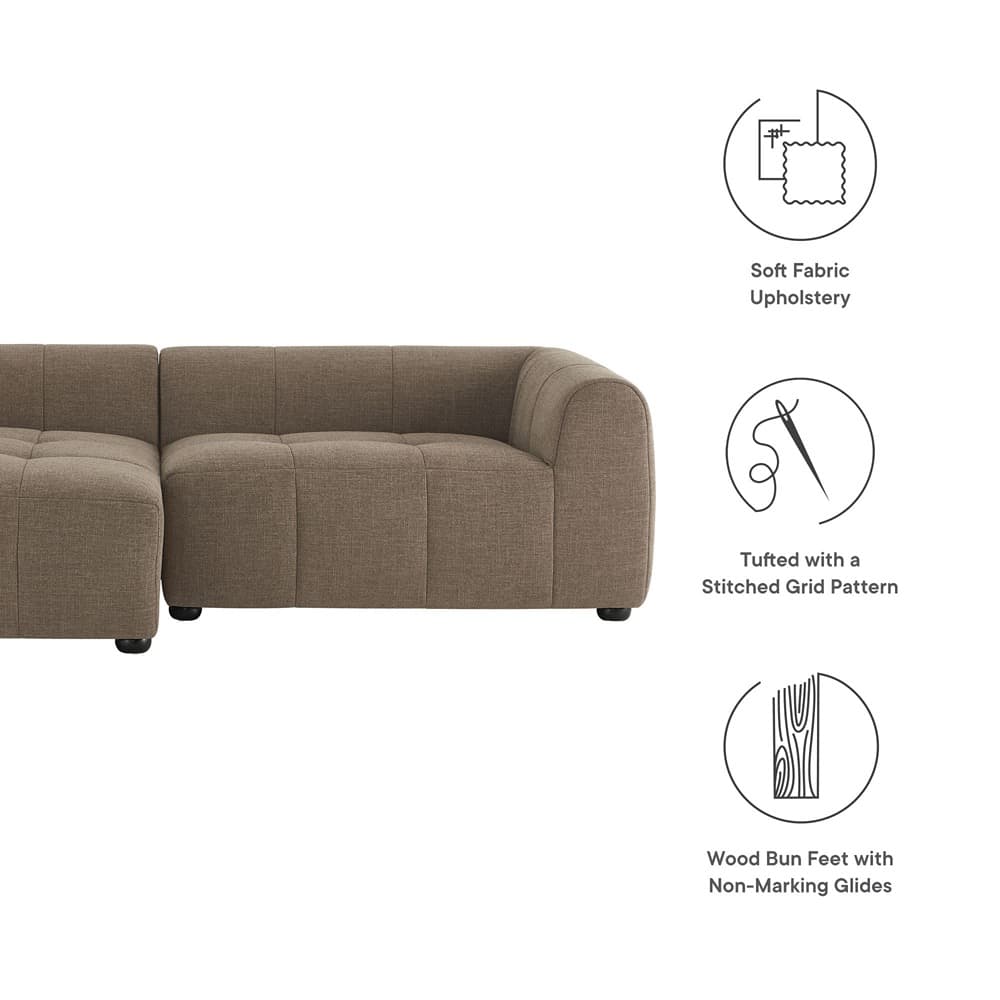 Liana Left-Facing Upholstered Fabric Modular Sofa with Chaise in Mocha by Modway - Image 2