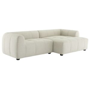 Liana Right-Facing Upholstered Fabric Modular Sofa with Chaise in Linen by Modway