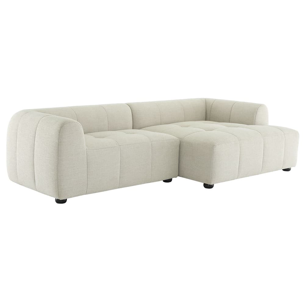 Liana Right-Facing Upholstered Fabric Modular Sofa with Chaise in Linen by Modway