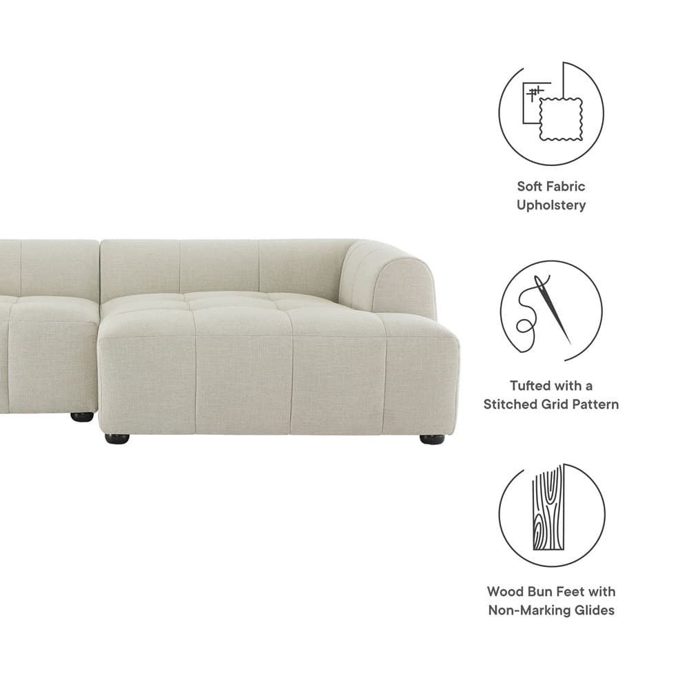 Liana Right-Facing Upholstered Fabric Modular Sofa with Chaise in Linen by Modway - Image 2