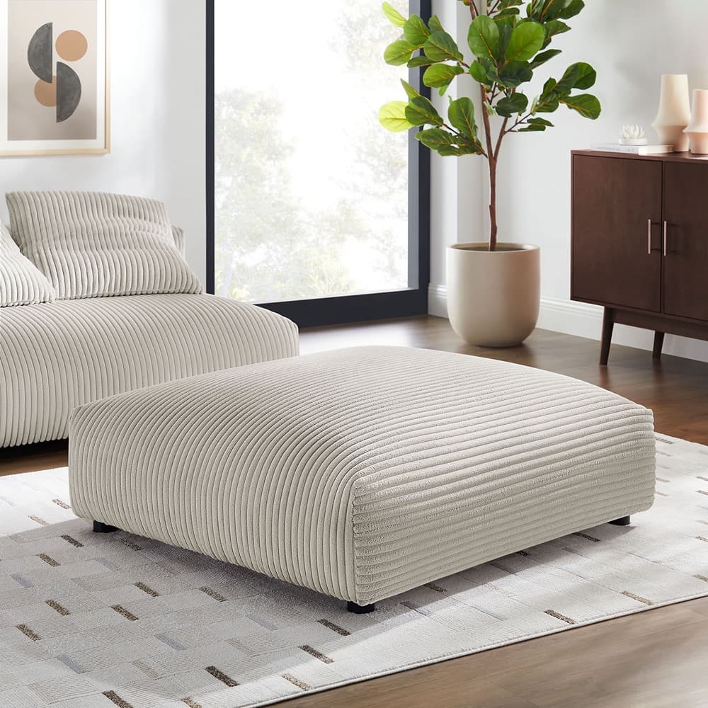Solace Modular Corduroy Upholstered Ottoman in Almond by Modway - Image 6