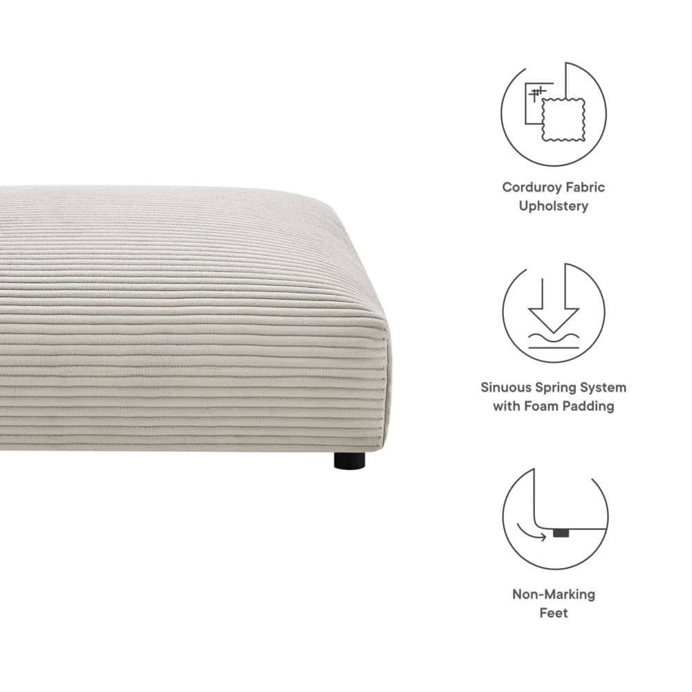 Solace Modular Corduroy Upholstered Ottoman in Almond by Modway - Image 3