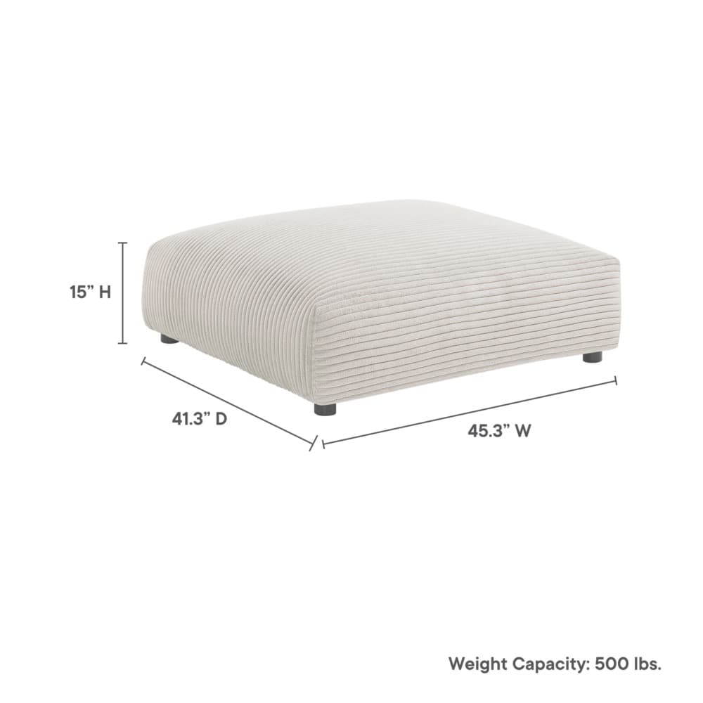 Solace Modular Corduroy Upholstered Ottoman in Almond by Modway - Image 2