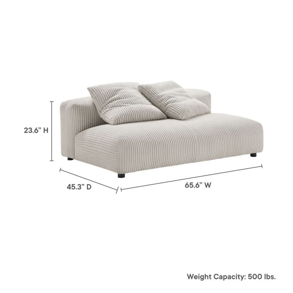 Solace Modular Corduroy Upholstered Armless Loveseat in Almond by Modway - Image 2