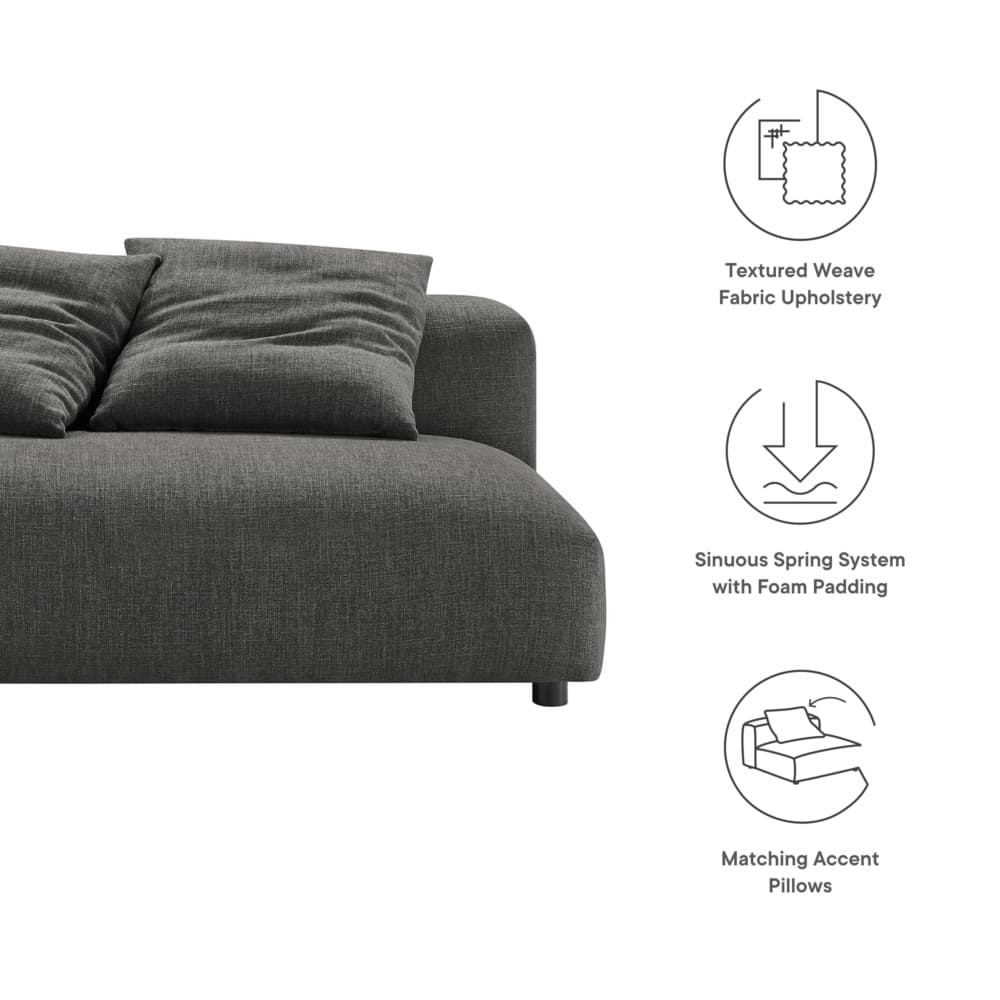 Solace Modular Upholstered Fabric Armless Loveseat in Charcoal by Modway - Image 3