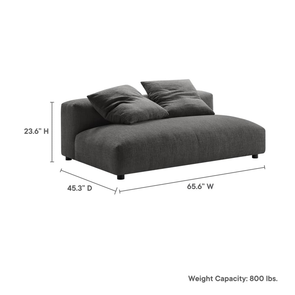 Solace Modular Upholstered Fabric Armless Loveseat in Charcoal by Modway - Image 2
