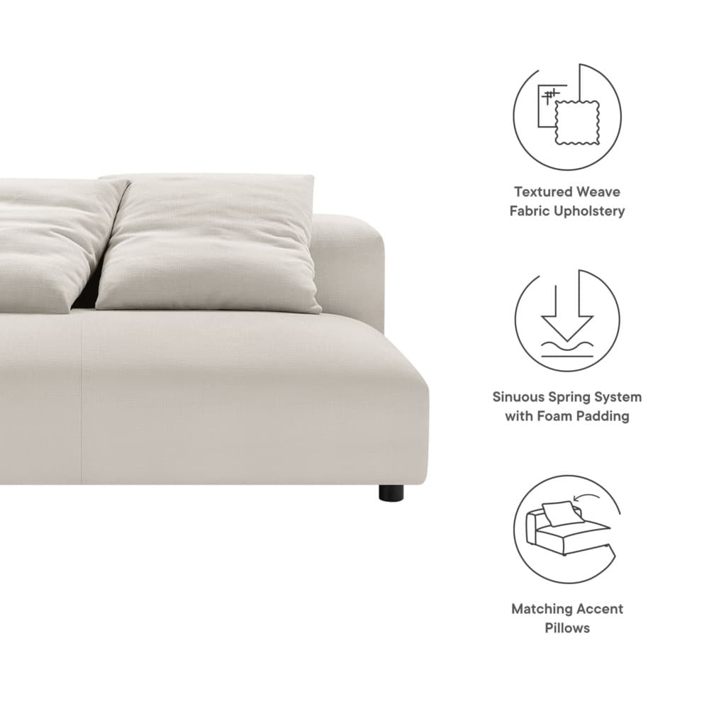 Solace Modular Upholstered Fabric Armless Loveseat in Salt by Modway - Image 3