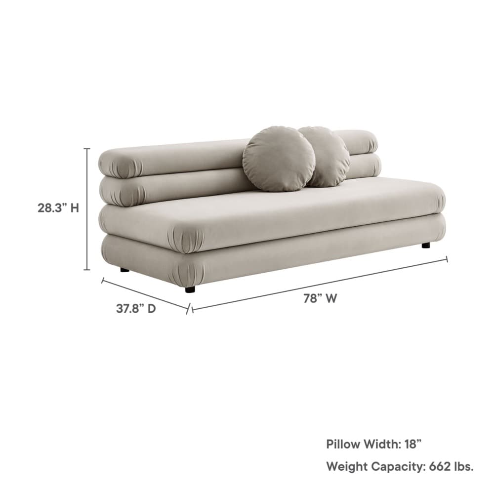 Jubilee Modular Performance Velvet Armless Loveseat in Almond by Modway - Image 2