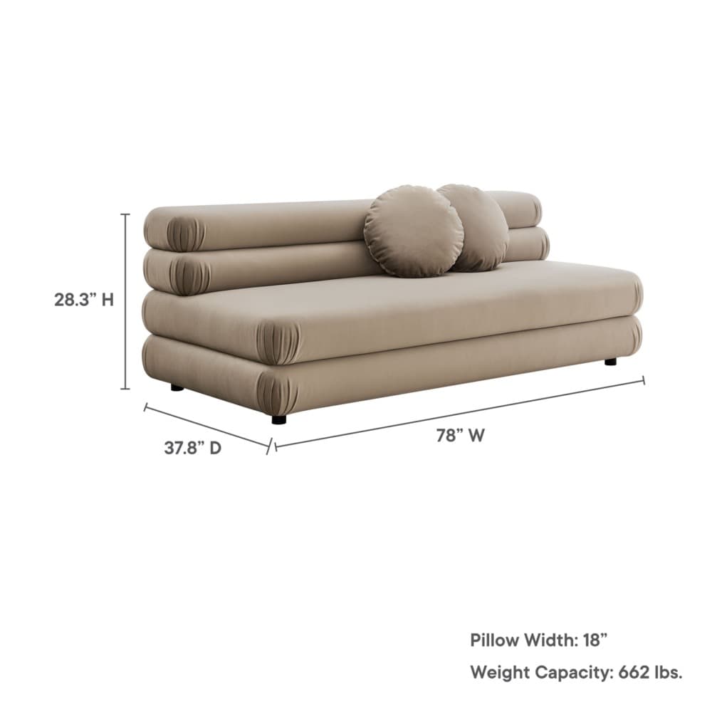 Jubilee Modular Performance Velvet Armless Loveseat in Taupe by Modway - Image 2