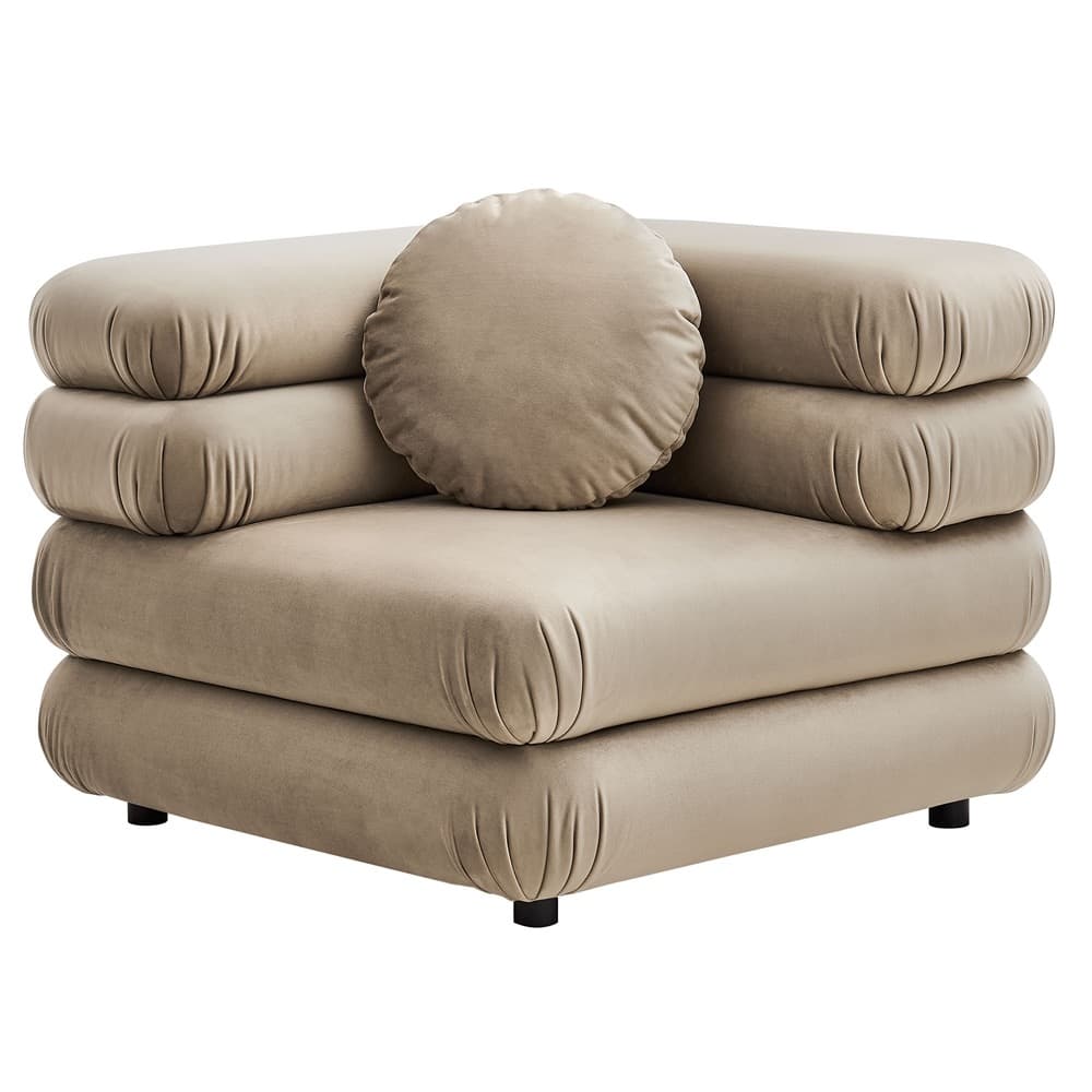Jubilee 3-Piece Modular Performance Velvet Sectional Sofa in Taupe by Modway - Image 3