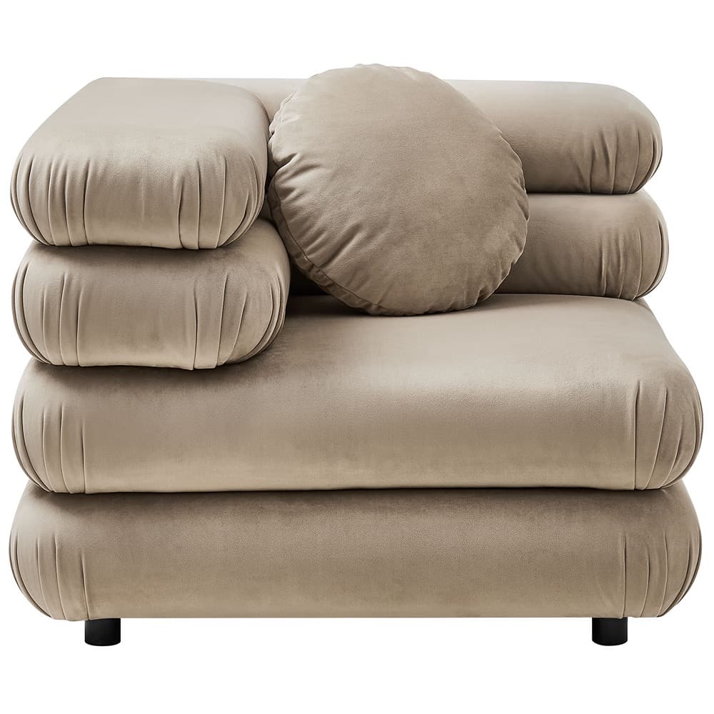 Jubilee 3-Piece Modular Performance Velvet Sectional Sofa in Taupe by Modway - Image 5