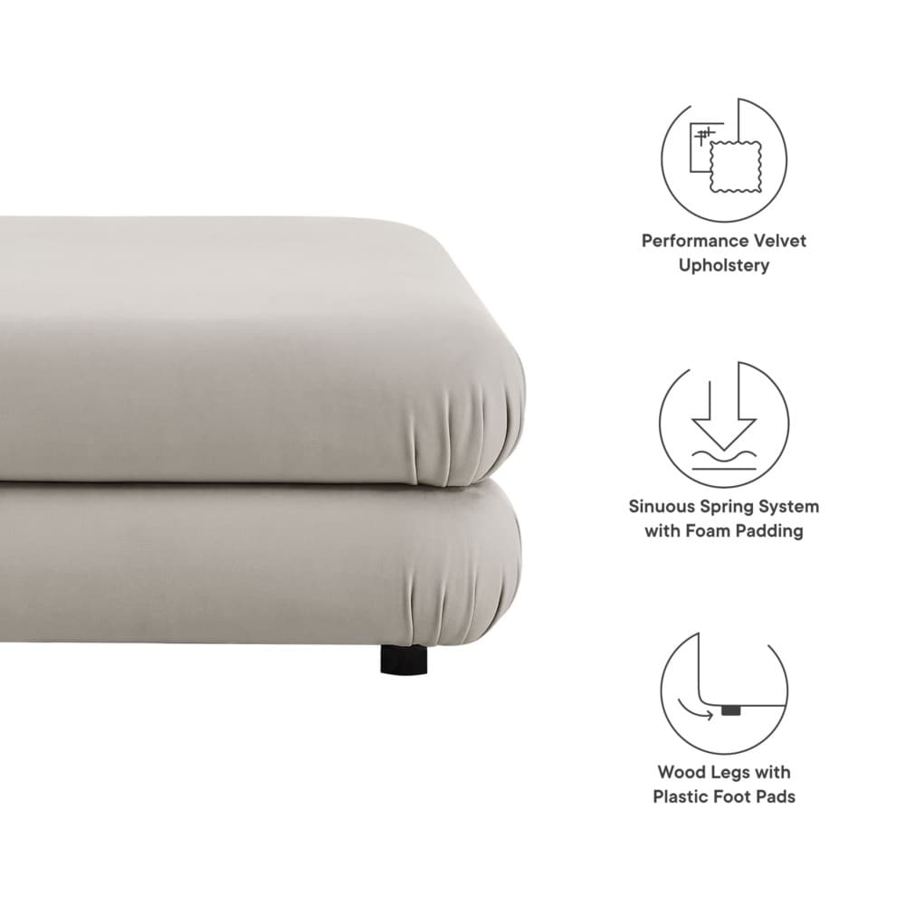 Jubilee Modular Performance Velvet Ottoman in Almond by Modway - Image 2