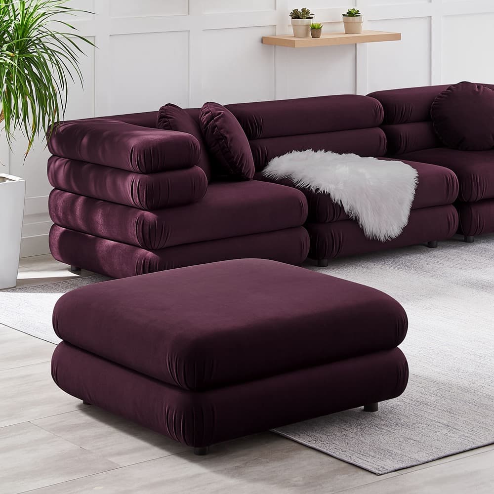 Jubilee Modular Performance Velvet Ottoman in Mulberry by Modway - Image 8
