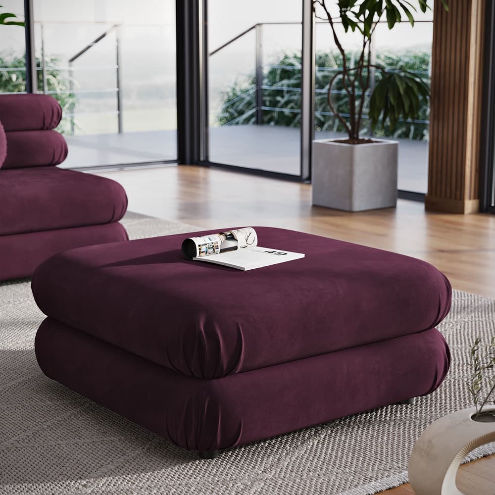 Jubilee Modular Performance Velvet Ottoman in Mulberry by Modway - Image 7