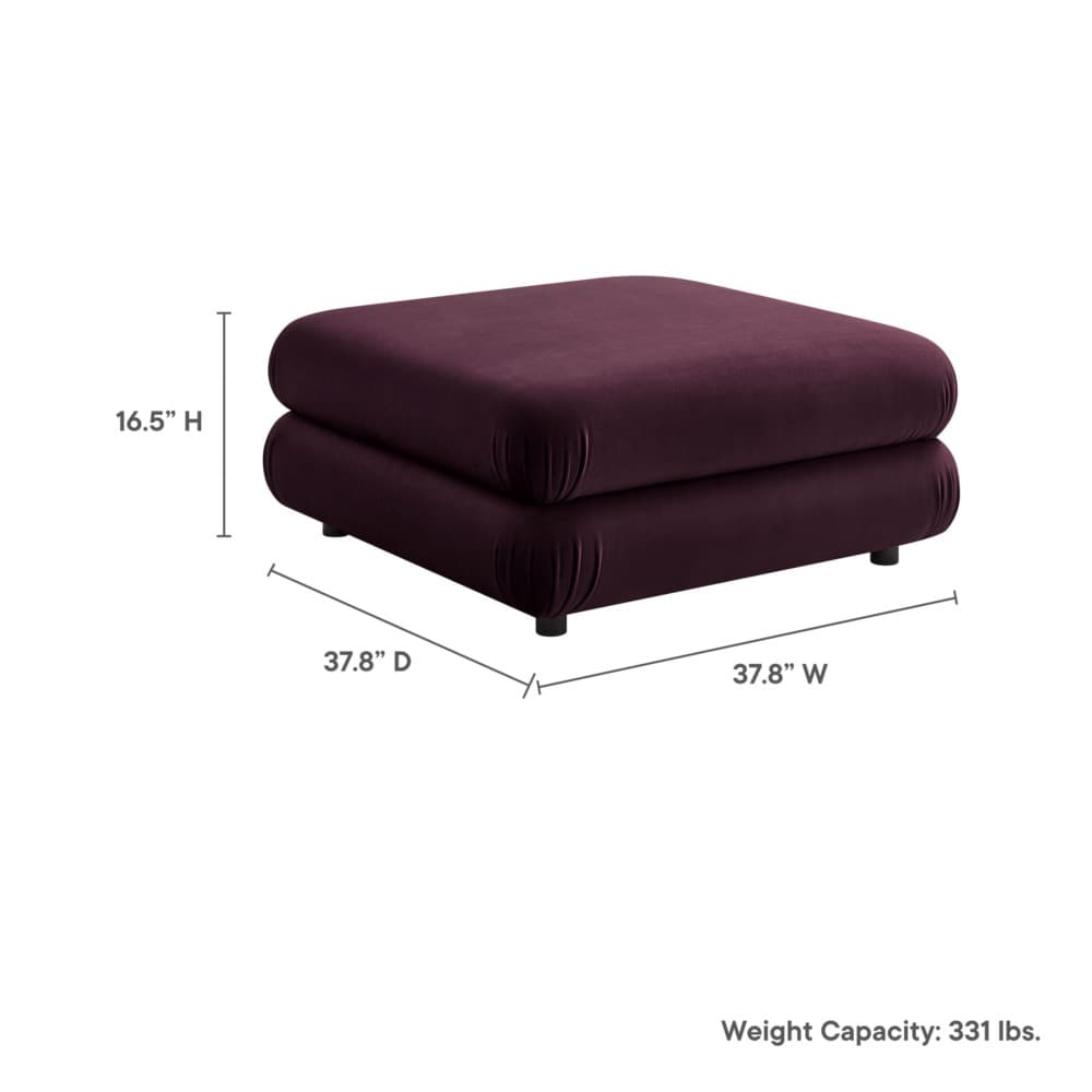 Jubilee Modular Performance Velvet Ottoman in Mulberry by Modway - Image 3