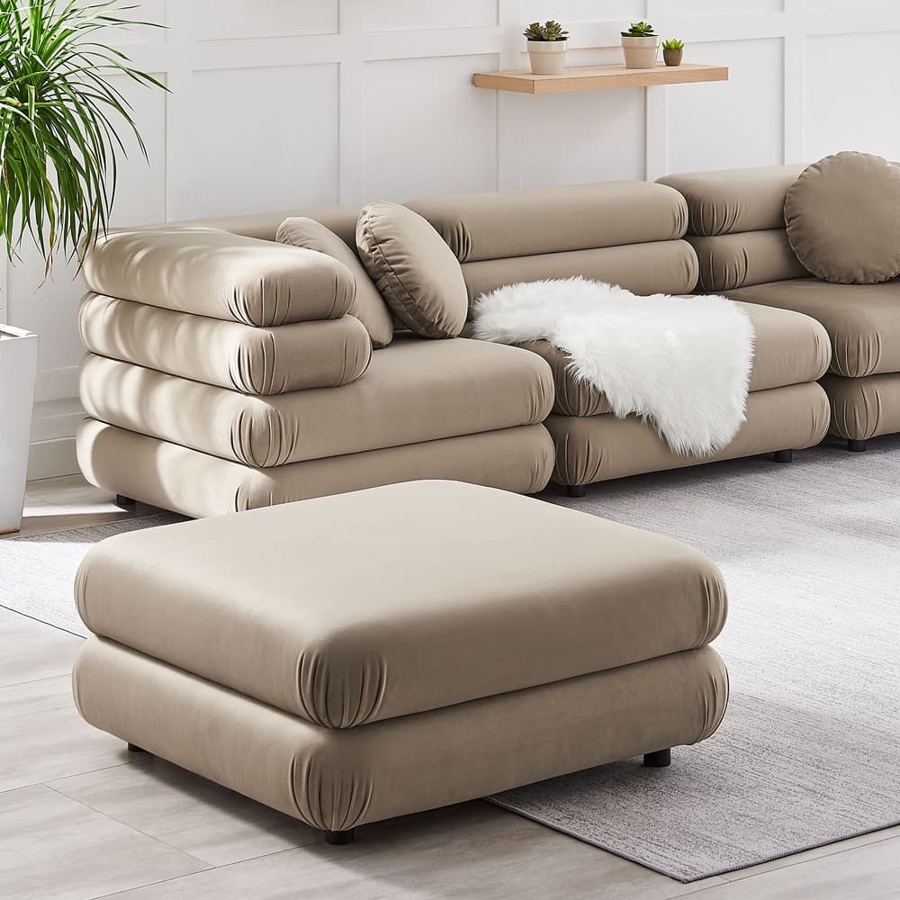 Jubilee Modular Performance Velvet Ottoman in Taupe by Modway - Image 8