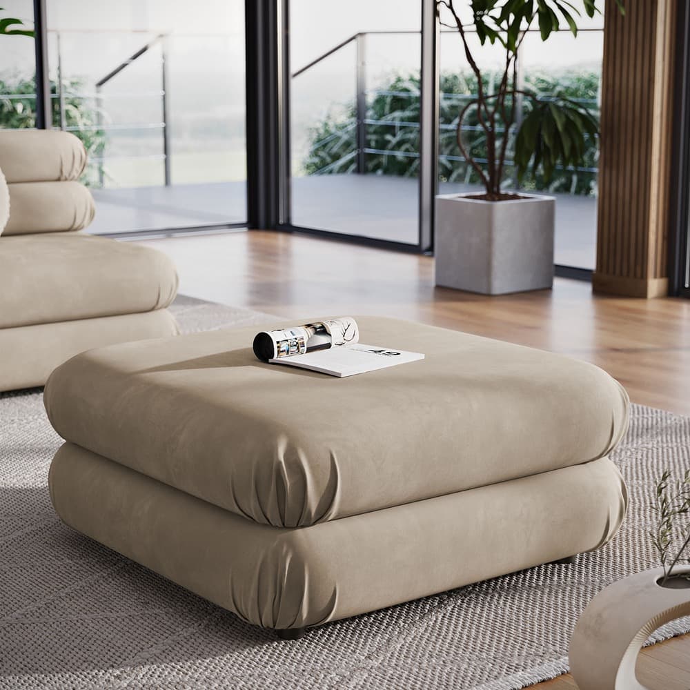 Jubilee Modular Performance Velvet Ottoman in Taupe by Modway - Image 7