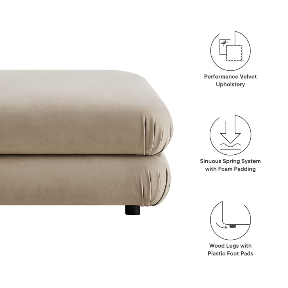 Jubilee Modular Performance Velvet Ottoman in Taupe by Modway - Image 2
