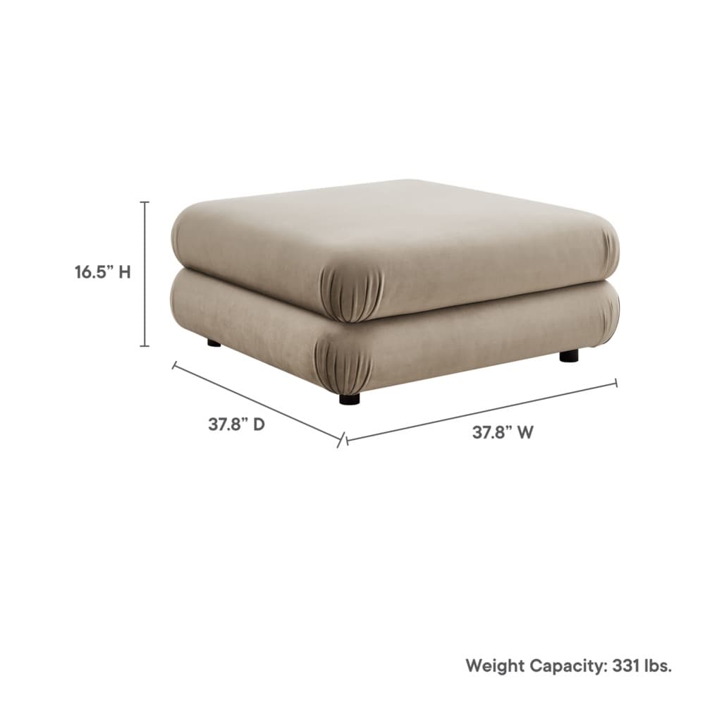 Jubilee Modular Performance Velvet Ottoman in Taupe by Modway - Image 3