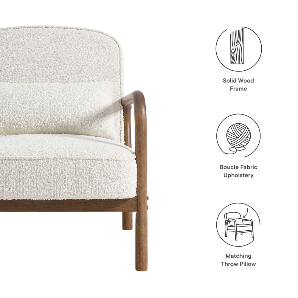 Charlie Boucle Upholstered Armchair in Ivory by Modway - Image 2
