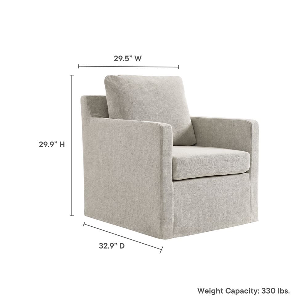 Serene Fabric Slipcovered Swivel Armchair in Linen by Modway - Image 3