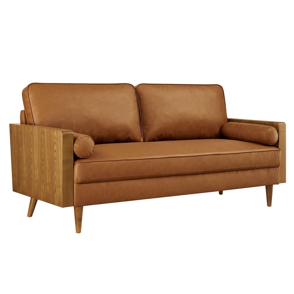 Kellan Vegan Leather Sofa in Walnut Tan by Modway