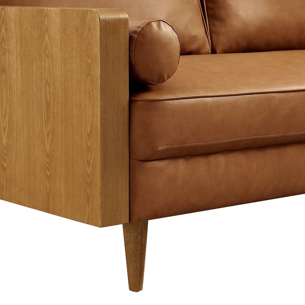 Kellan Vegan Leather Sofa in Walnut Tan by Modway - Image 7