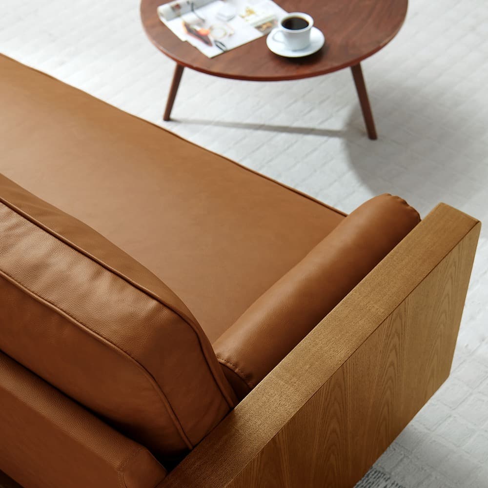 Kellan Vegan Leather Sofa in Walnut Tan by Modway - Image 9
