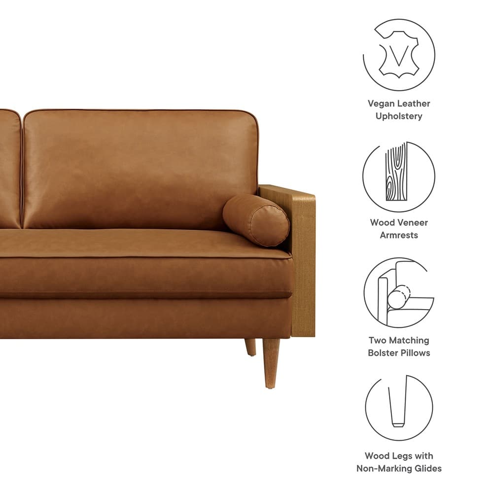 Kellan Vegan Leather Sofa in Walnut Tan by Modway - Image 2