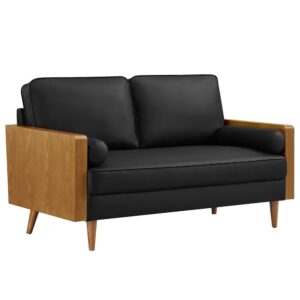 Kellan Vegan Leather Loveseat in Walnut Black by Modway