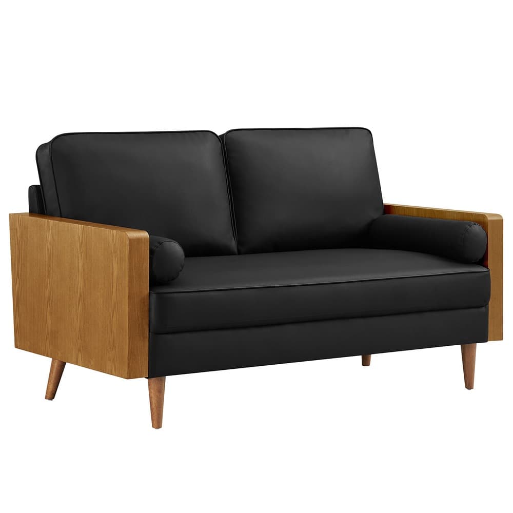 Kellan Vegan Leather Loveseat in Walnut Black by Modway