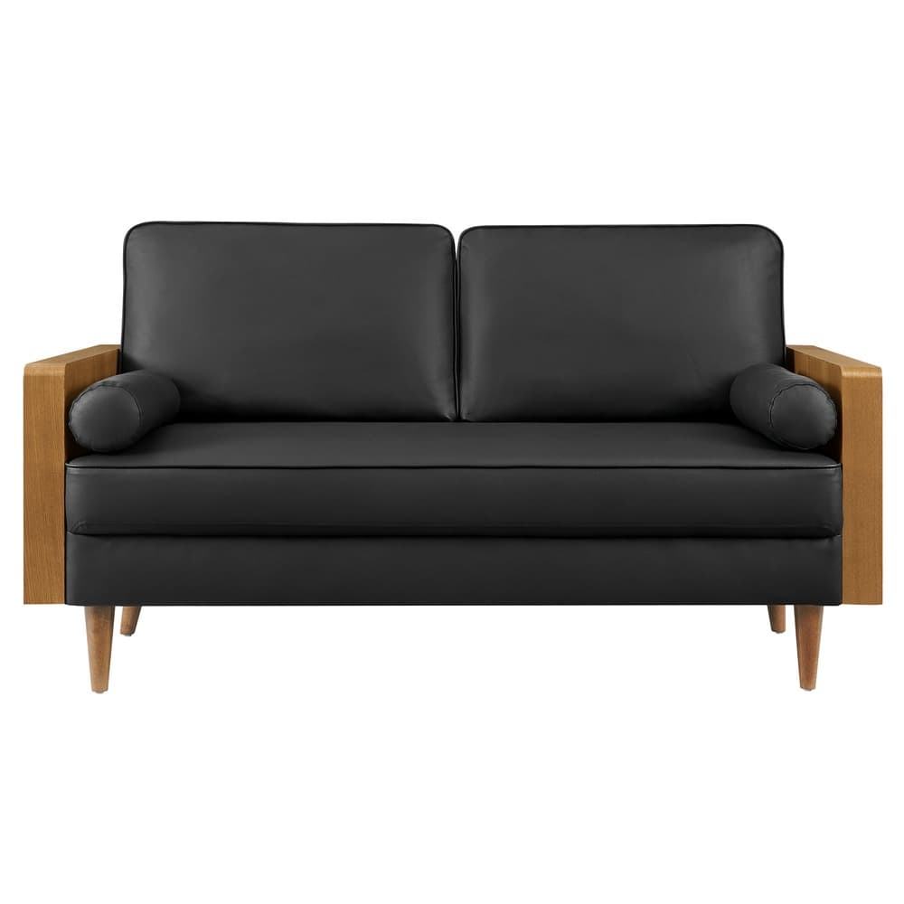 Kellan Vegan Leather Loveseat in Walnut Black by Modway - Image 6