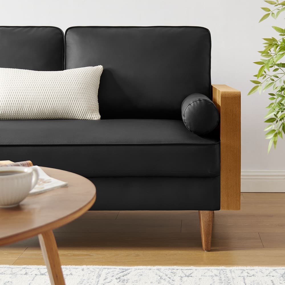 Kellan Vegan Leather Loveseat in Walnut Black by Modway - Image 9