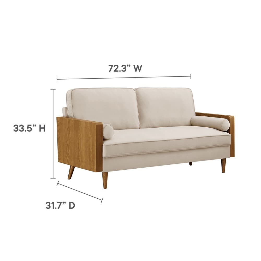 Kellan Performance Velvet Sofa in Walnut Almond by Modway - Image 2
