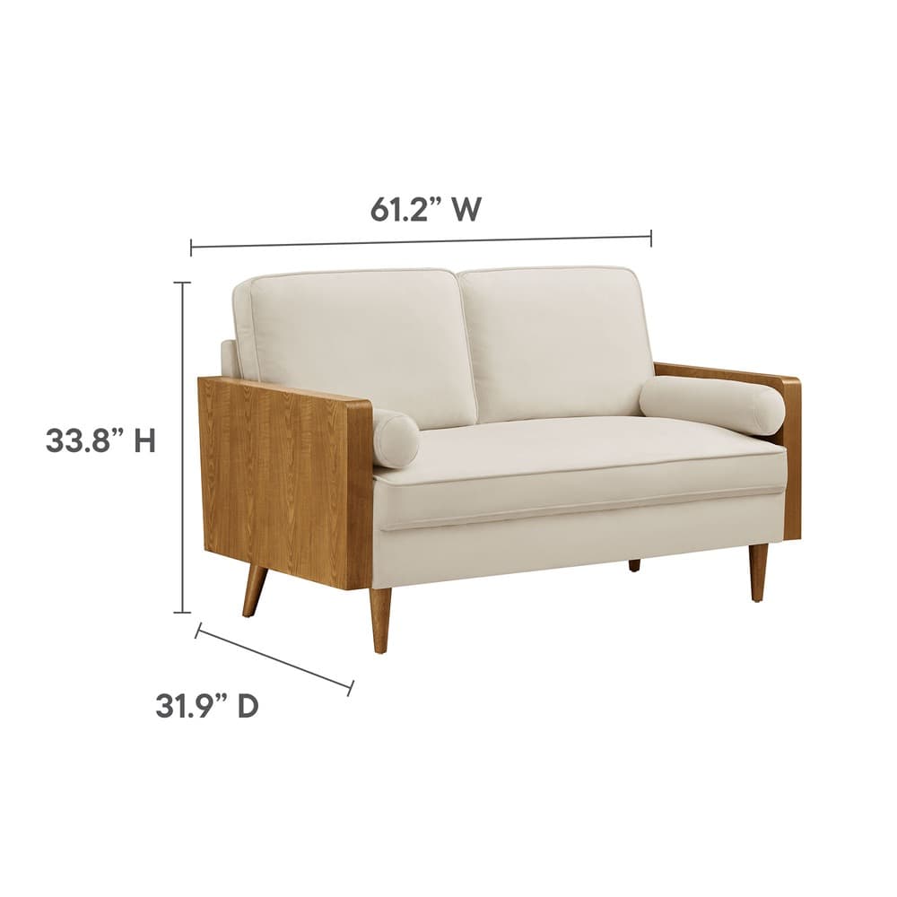 Kellan Performance Velvet Loveseat in Walnut Alabaster by Modway - Image 3