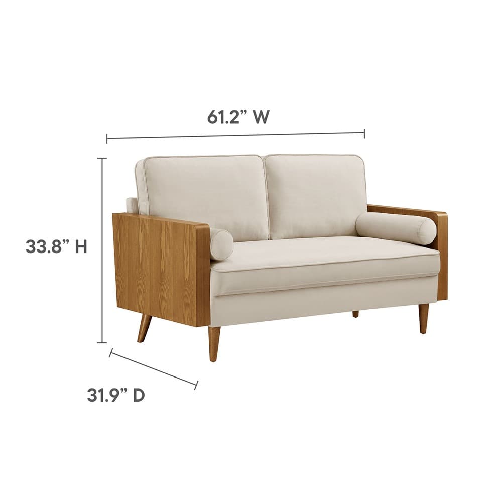 Kellan Performance Velvet Loveseat in Walnut Almond by Modway - Image 3