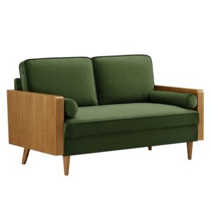 Kellan Performance Velvet Loveseat in Walnut Moss Green by Modway