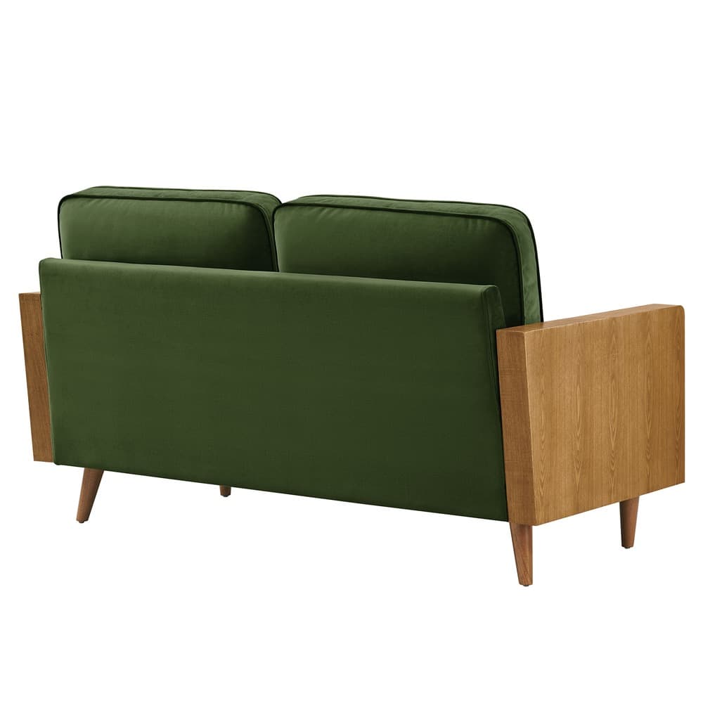 Kellan Performance Velvet Loveseat in Walnut Moss Green by Modway - Image 5