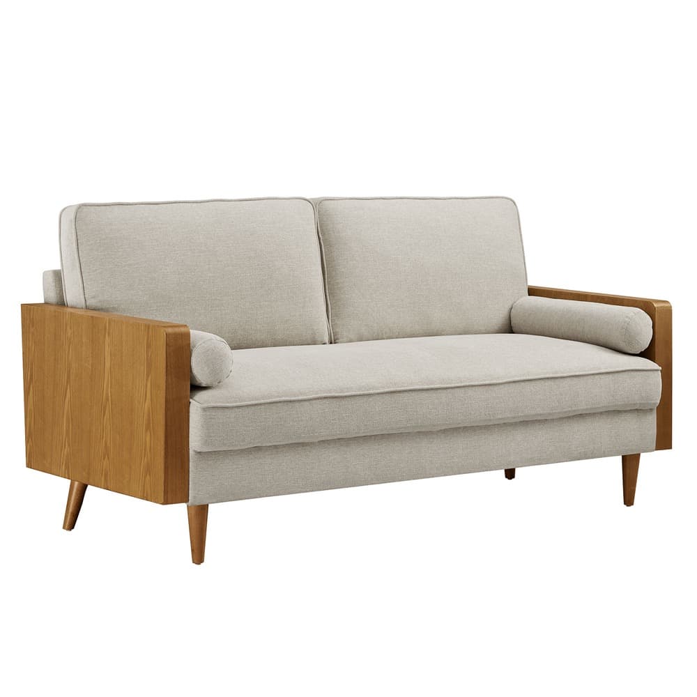 Kellan Heathered Fabric Upholstered Sofa in Walnut Heathered Weave Ivory by Modway